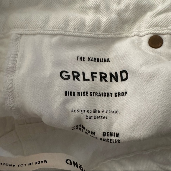 GRLFRND White Raw Hem Karolina High Rise Straight Crop button Fly Jeans Sz 25 - Picture 12 of 16